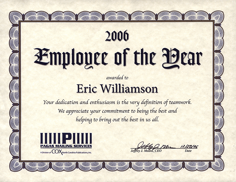 2006 employee of the year award